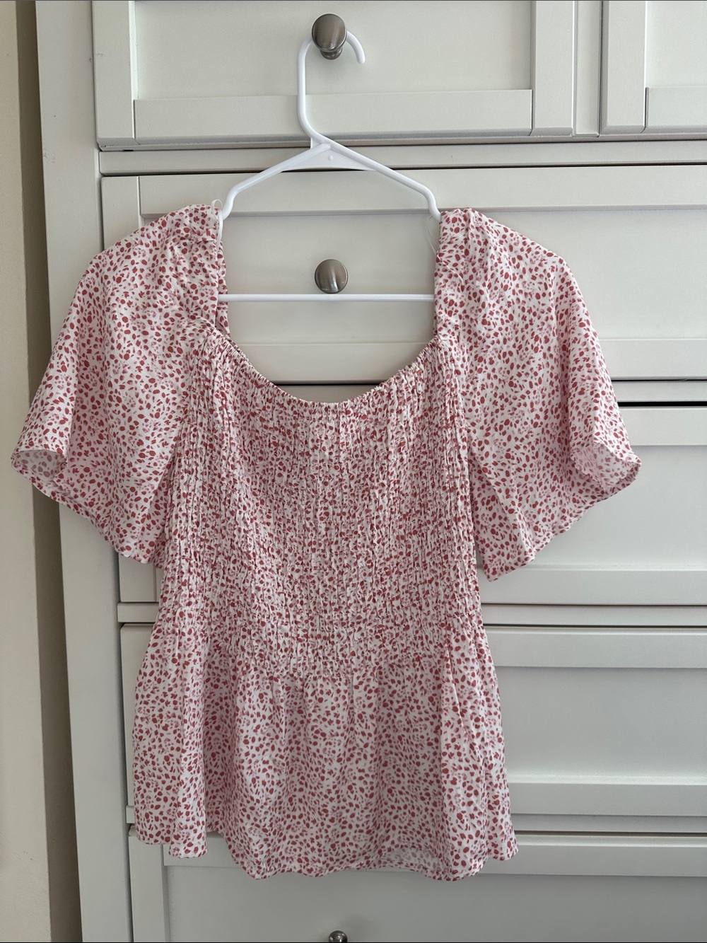 Pink Floral Smocked Peplum Blouse